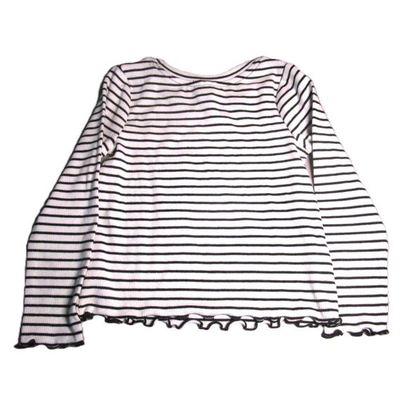Cat & Jack Toddler Girl's Top Size 4T Black White Striped Ruffle Hem Cuffs - Picture 3 of 8